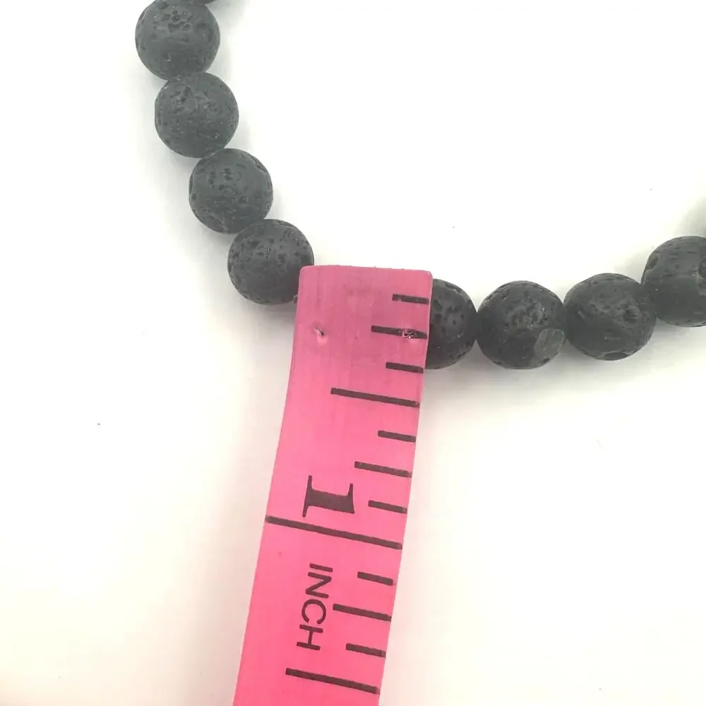 Rose Quartz Shamballa Bracelet Boho Bracelet Lot of 2 Black Lava Stone Beads